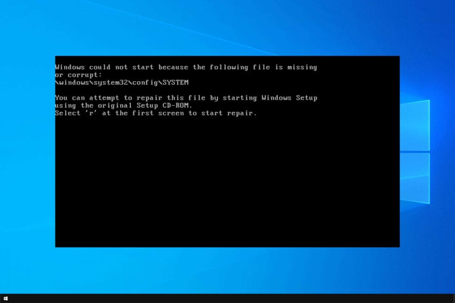 windows system32 config system windows 10