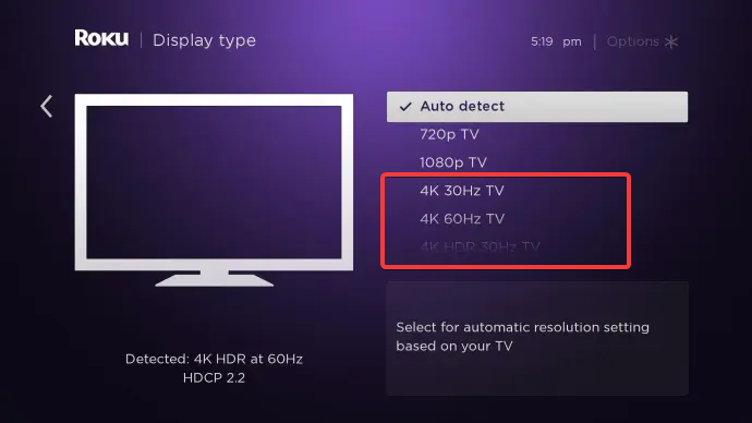 display options youtube tv error licensing video roku