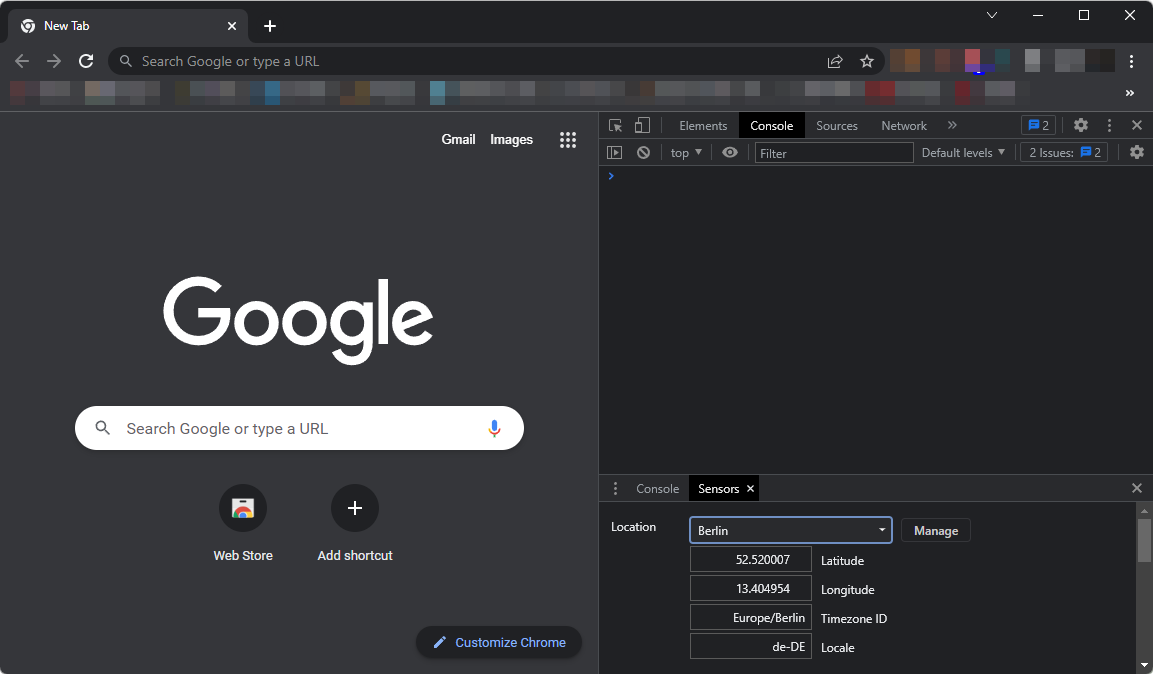 changing location chrome