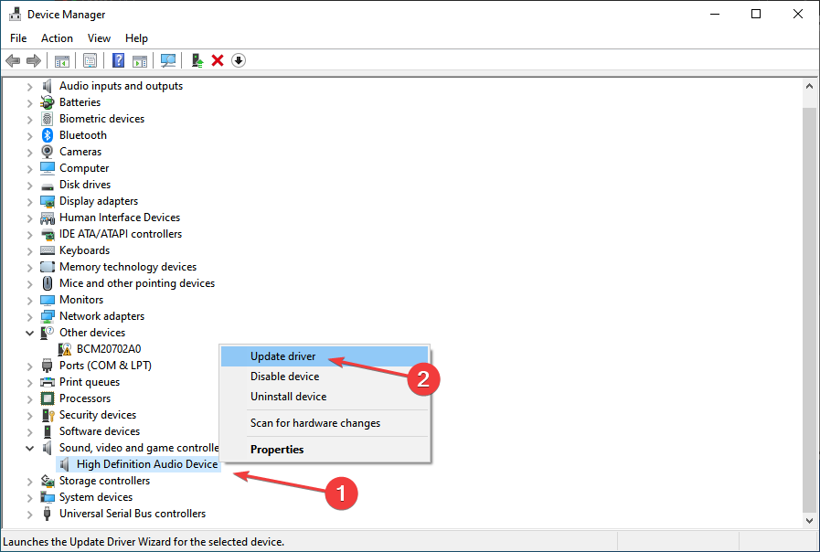 update driver to fix nvidia high definition audio no sound