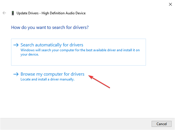 browse my computer for drivers