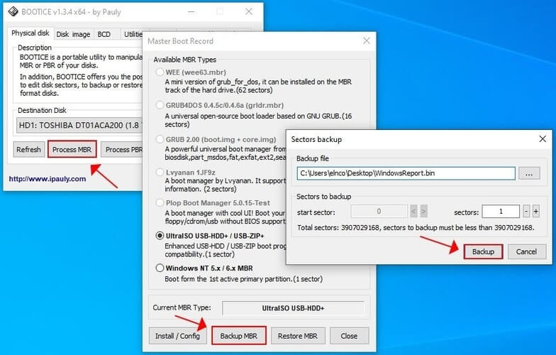 backup MBR with Bootice