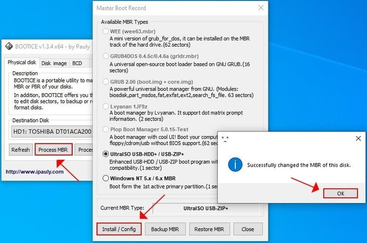 change MBR with Bootice