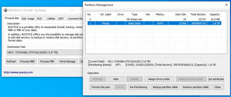 Download Bootice for Windows 10