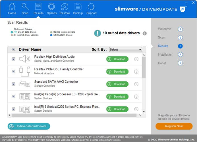 Main screen of DriverUpdate