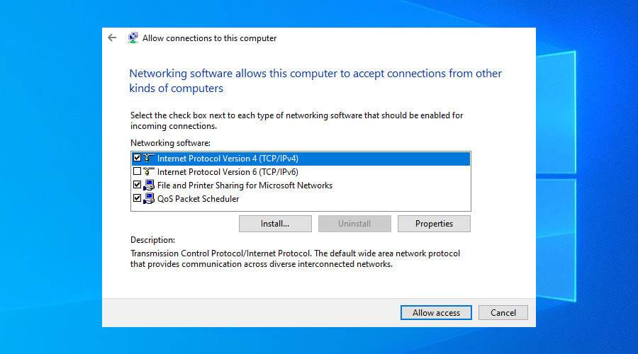 allow incoming connections on Windows 10