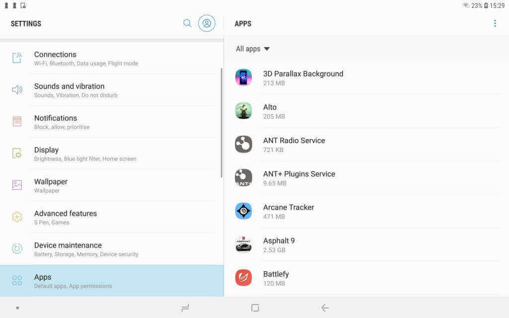 The app list in Settings Apps in Settings robinhood app not working