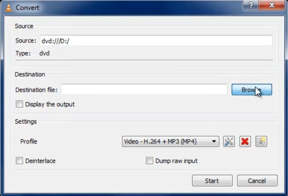 convert output vlc