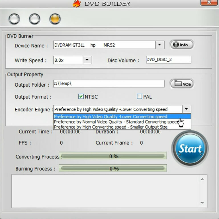 The DVD Builder window DVD Builder window How to burn a dvd on windows 10