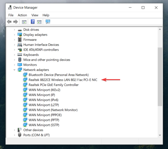 Network Adapter inside Device Manager