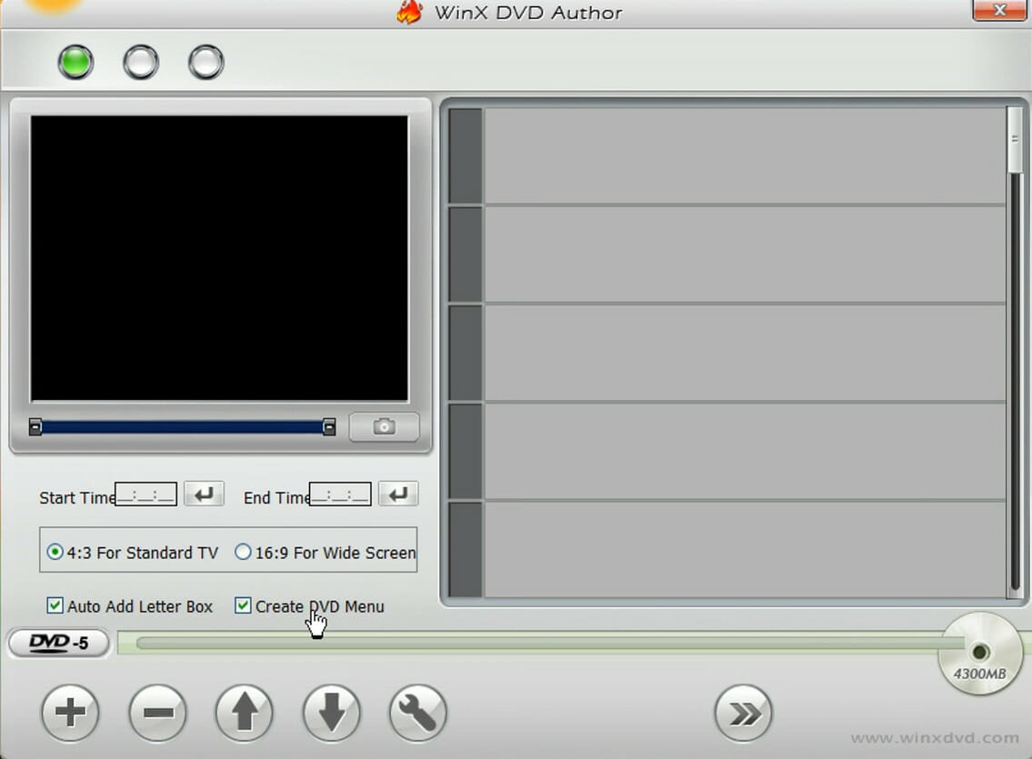 The WinX DVD Author window WinX DVD Author window How to burn a dvd on windows 10