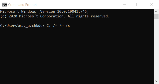 Chkdsk scan hypervisor error