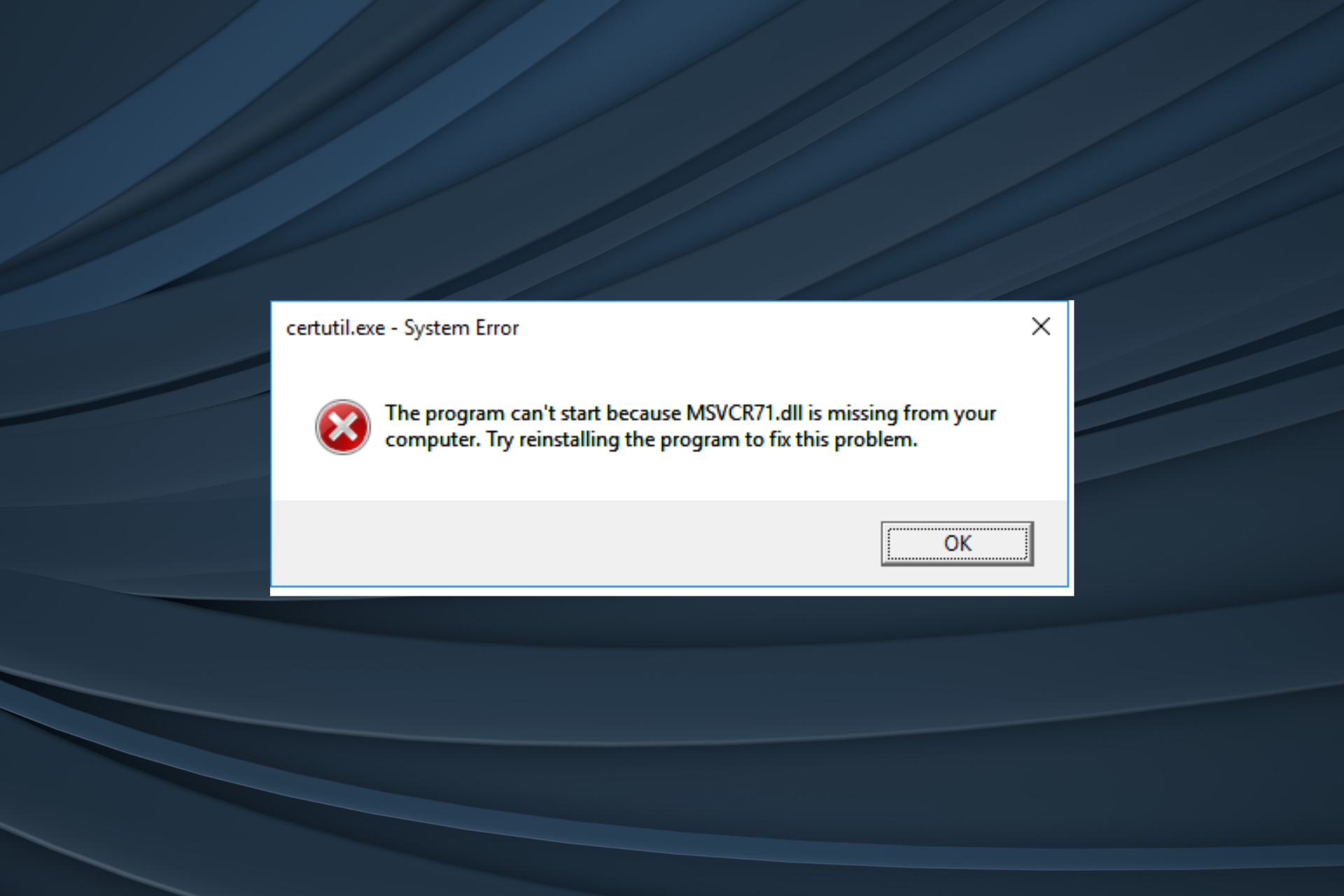 fix msvcr71.dll missing error in Windows