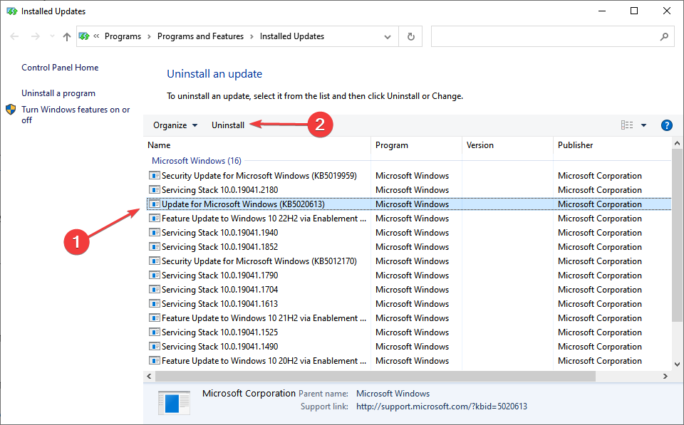uninstall updates to fix windows 10 low fps