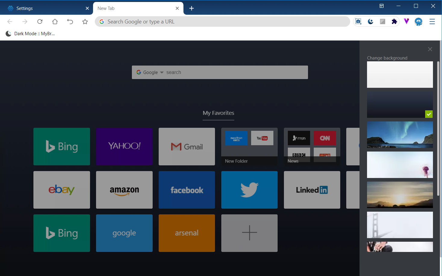 The dark wallpaper option maxthon browser dark mode