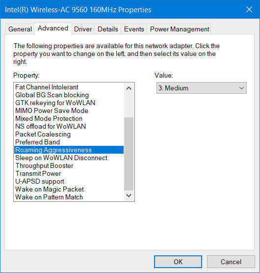 The Roaming Aggressiveness option bluetooth audio stuttering windows 10