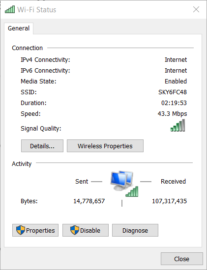 Wi-Fi Status window bluetooth audio stuttering windows 10