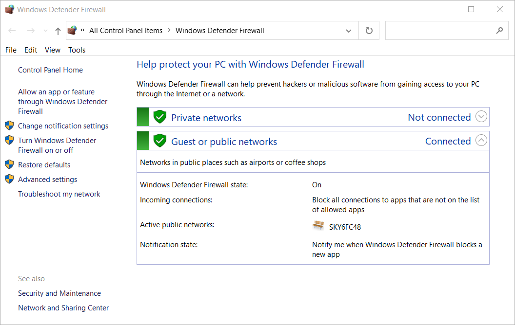 The Windows Defender Firewall forza horizon 4 this app can't open