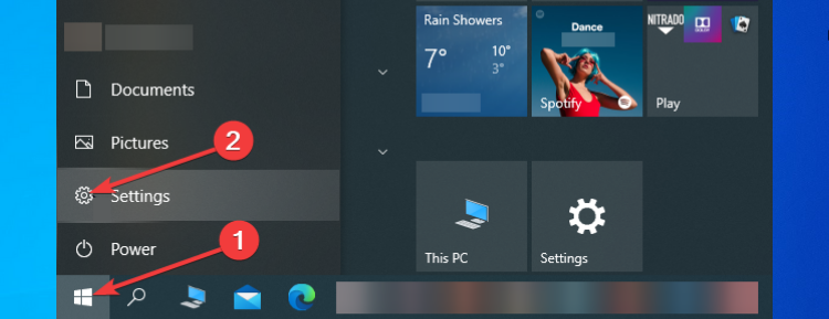 Windows 10 shows Settings