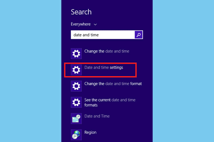 Windows search date and time settings