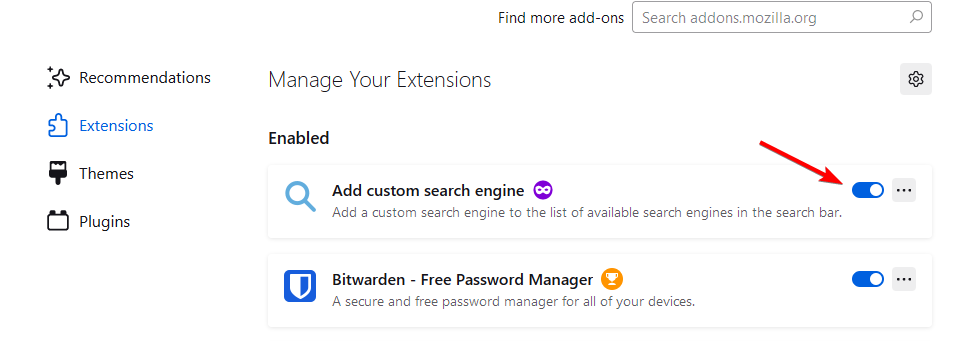 disable firefox extensions