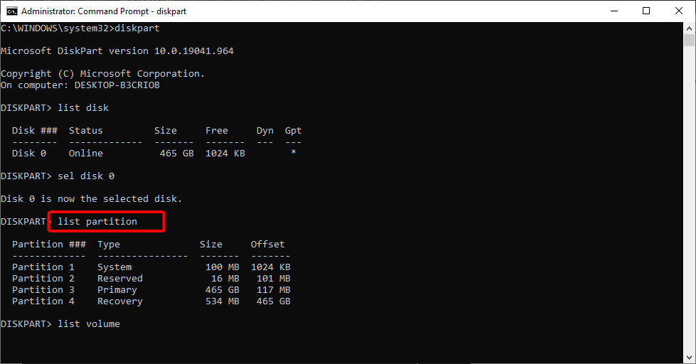 list partition