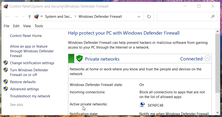 The Windows Defender Firewall applet Windows Defender Firewall microsoft solitaire collection not connecting to internet