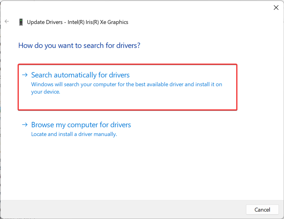 search automatically for drivers