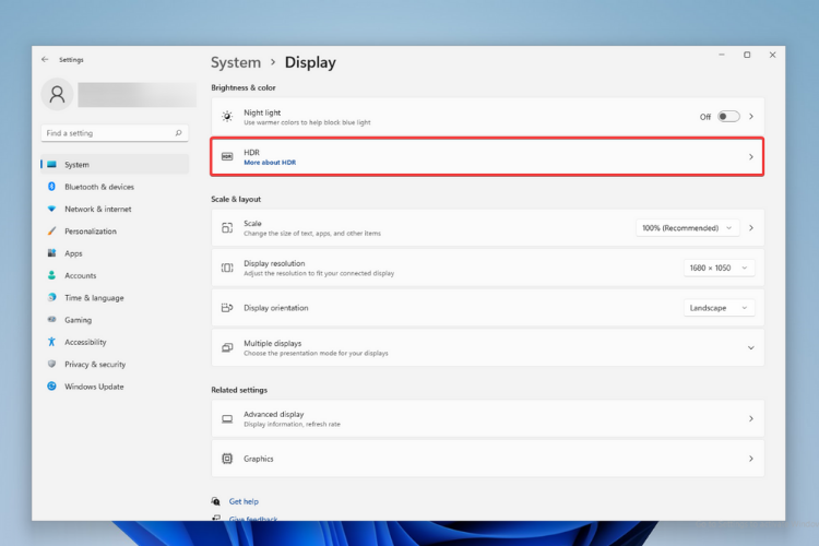 turn on auto hdr display settings