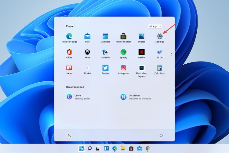 Start - Settings