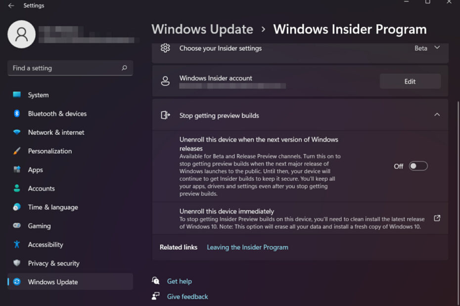 How to leave the Windows Insider program