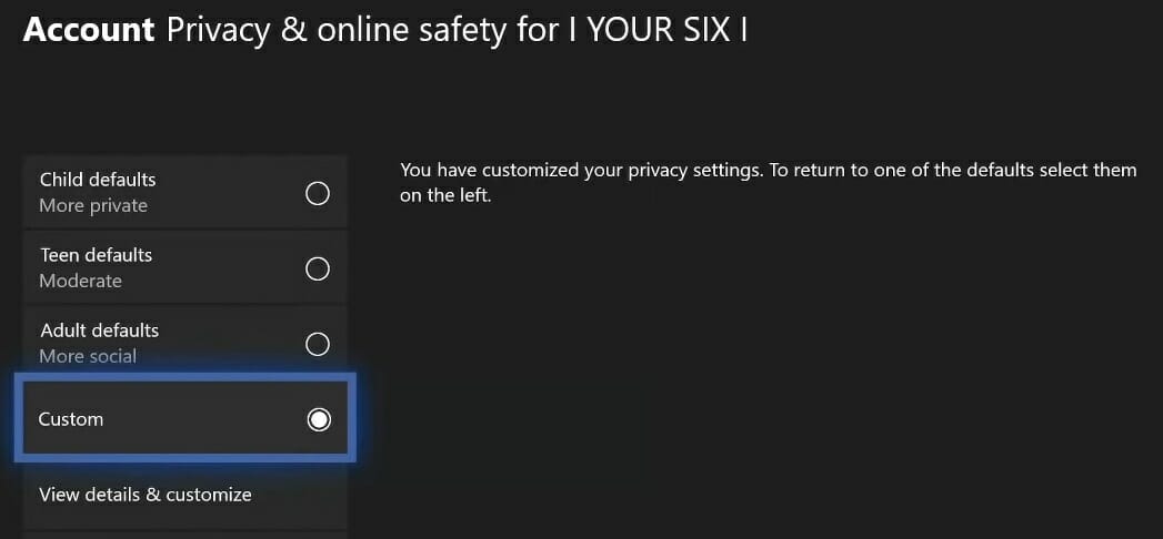 The Custom radio button The Custom option modern warfare can't hear voice chat xbox