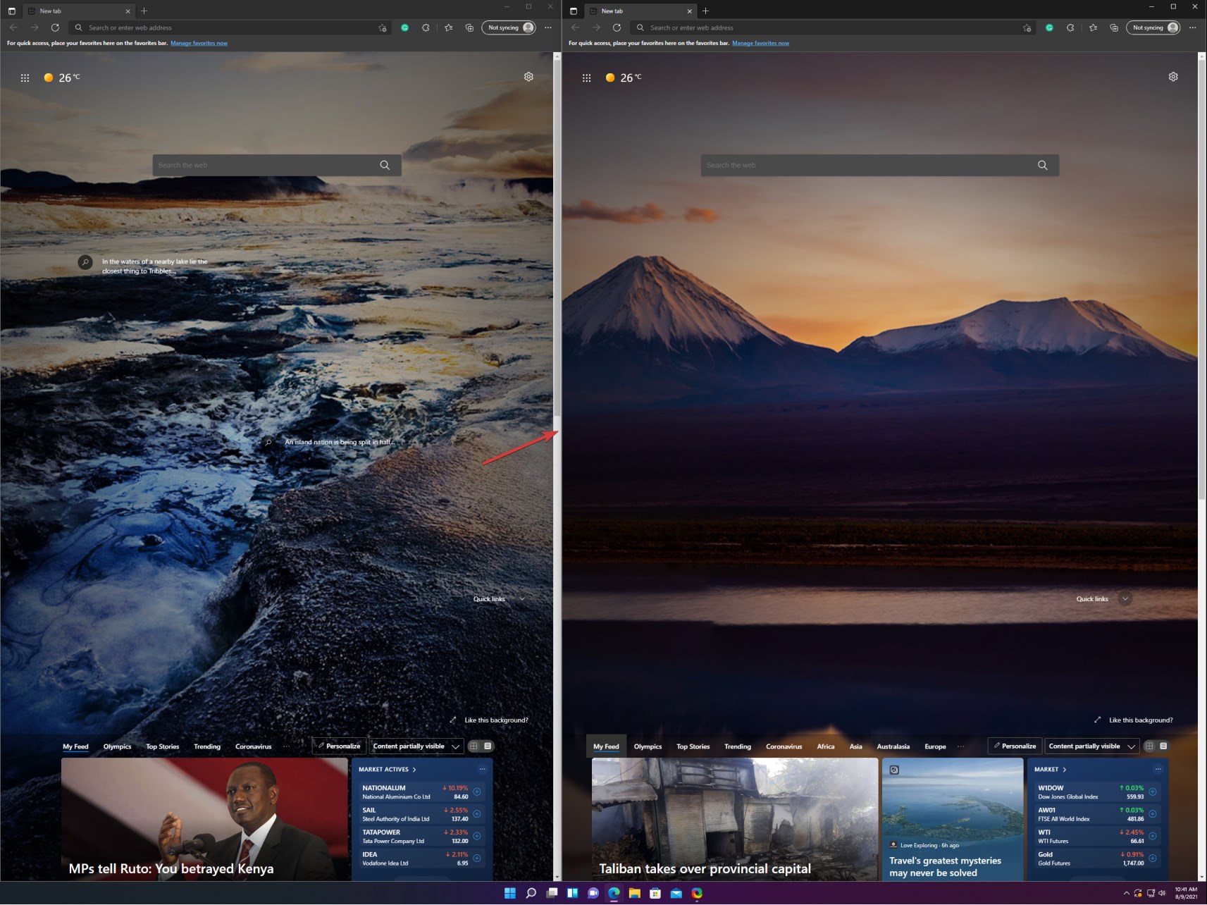 snap layouts width change