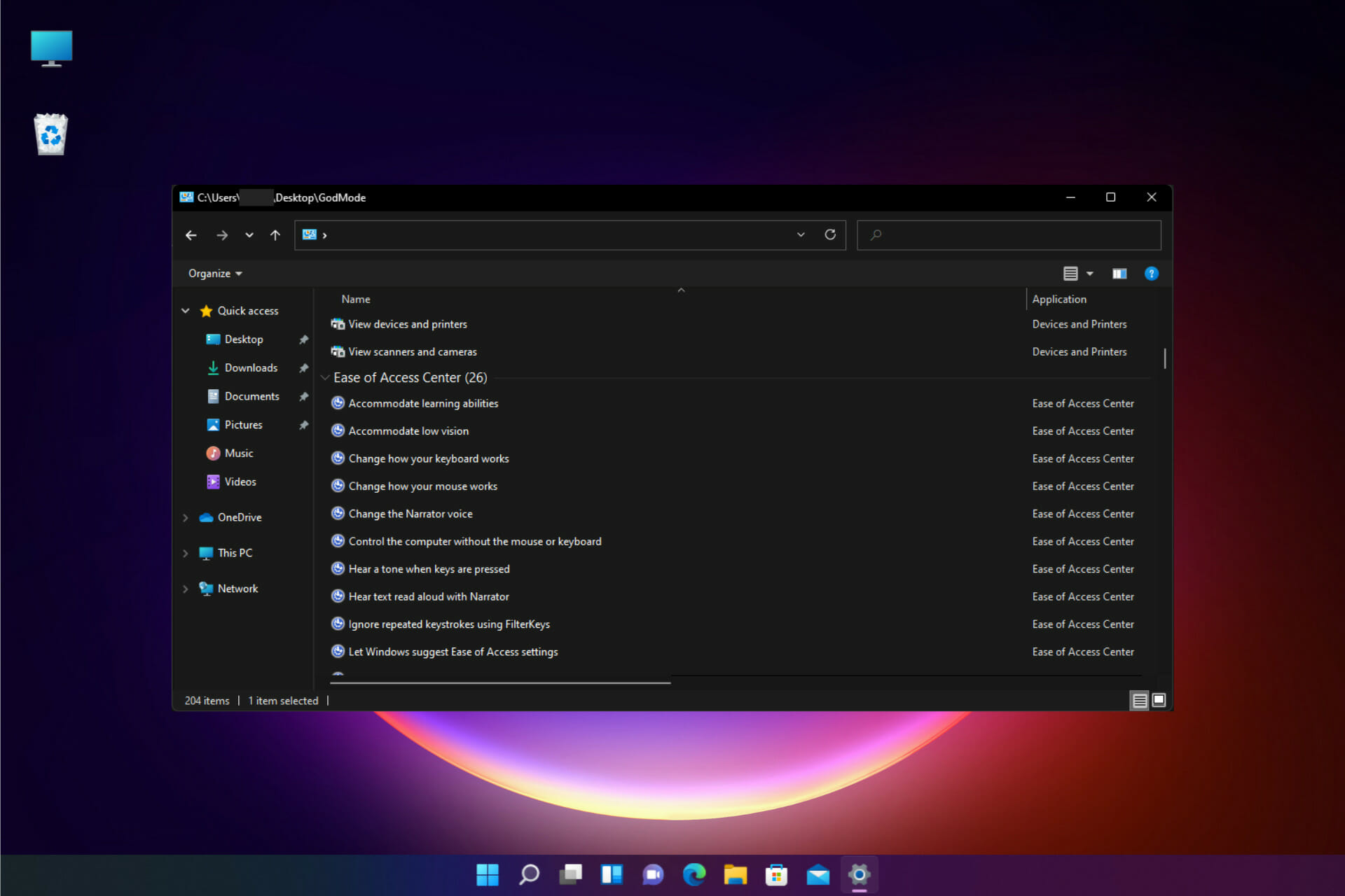 How to get the God Mode folder in Windows 11