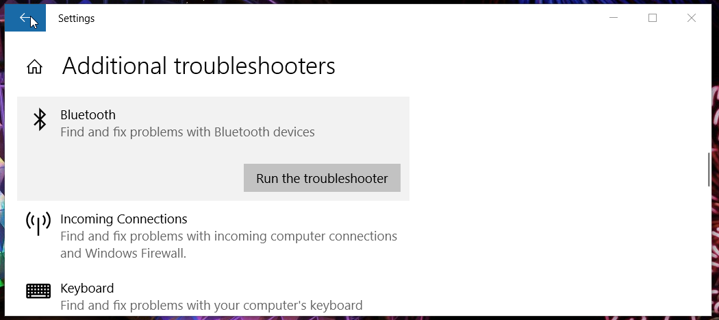 The Run the troubleshooter button Run the troubleshooter button airpods won't connect to