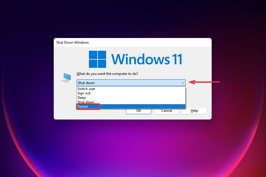 Start Windows 11 på nytt