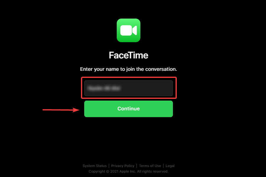 Inserisci un nome per unirti a FaceTime su Windows 11