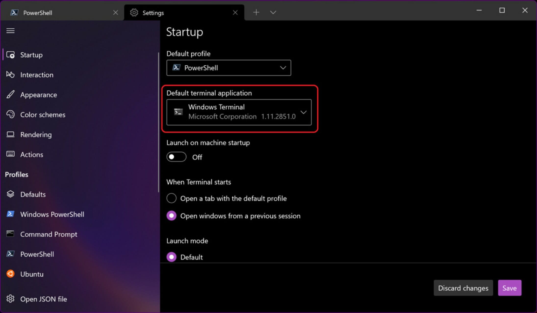 You can now set Windows Terminal as the default terminal application in Windows 11