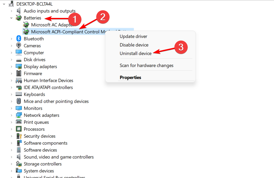 uninstall-microsoft laptop battery not charging