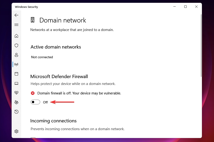 Desative o Firewall do Microsoft Defender