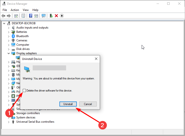 uninstall button