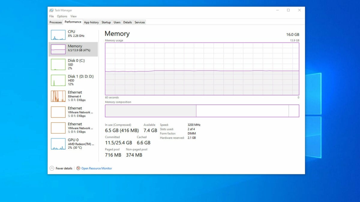 windows 10 not using all ram