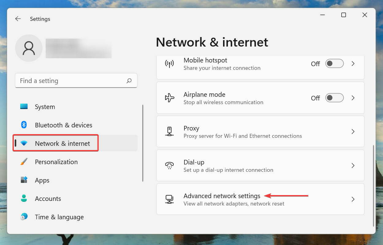 Advanced network settings to fix Windows 11 can't connect to this network error