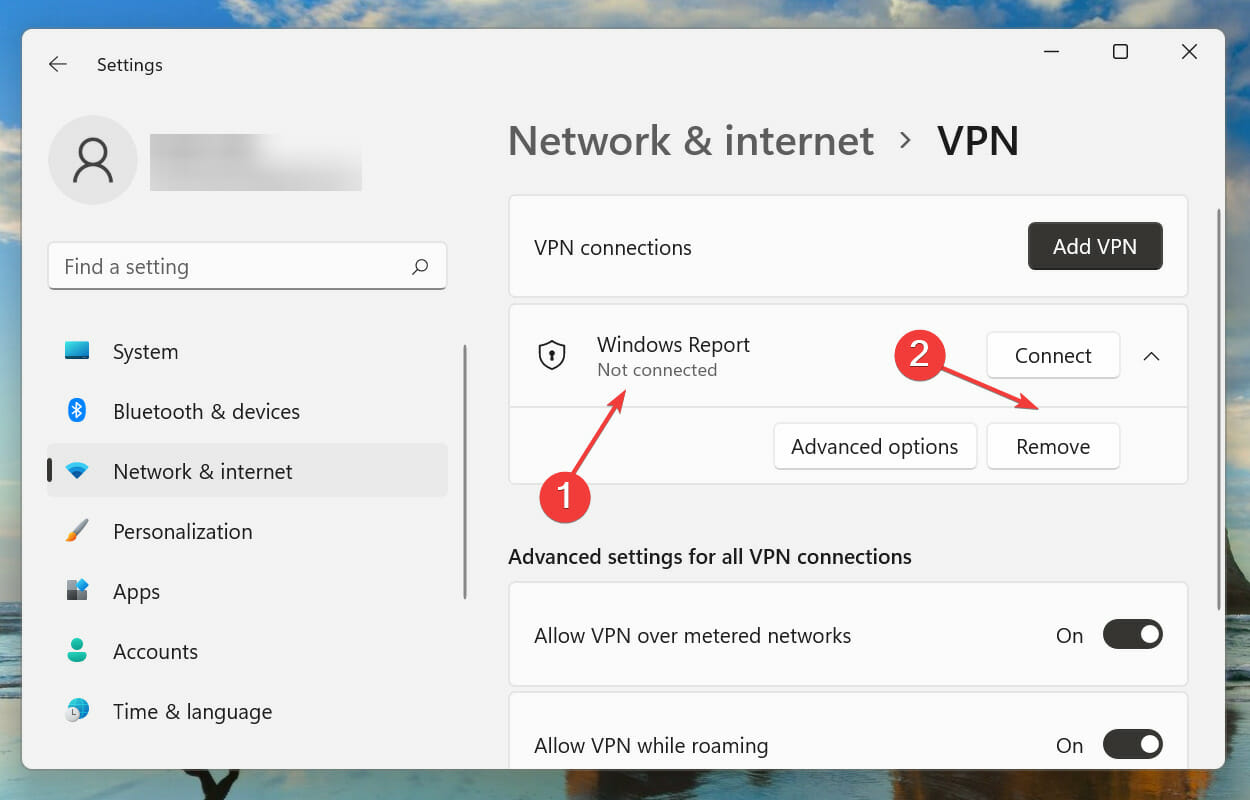 Rimuovi VPN per correggere l'errore di installazione di Windows 11 - 0x800f0831