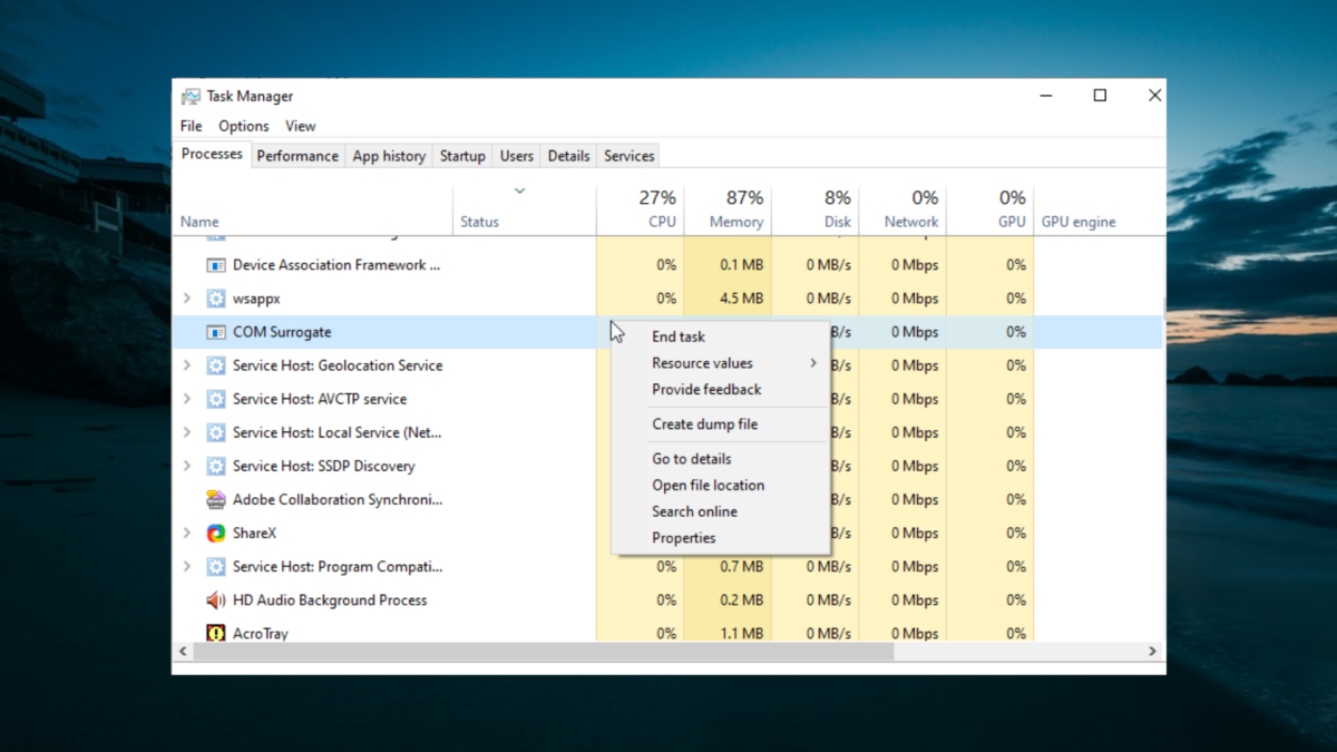 com surrogate high cpu