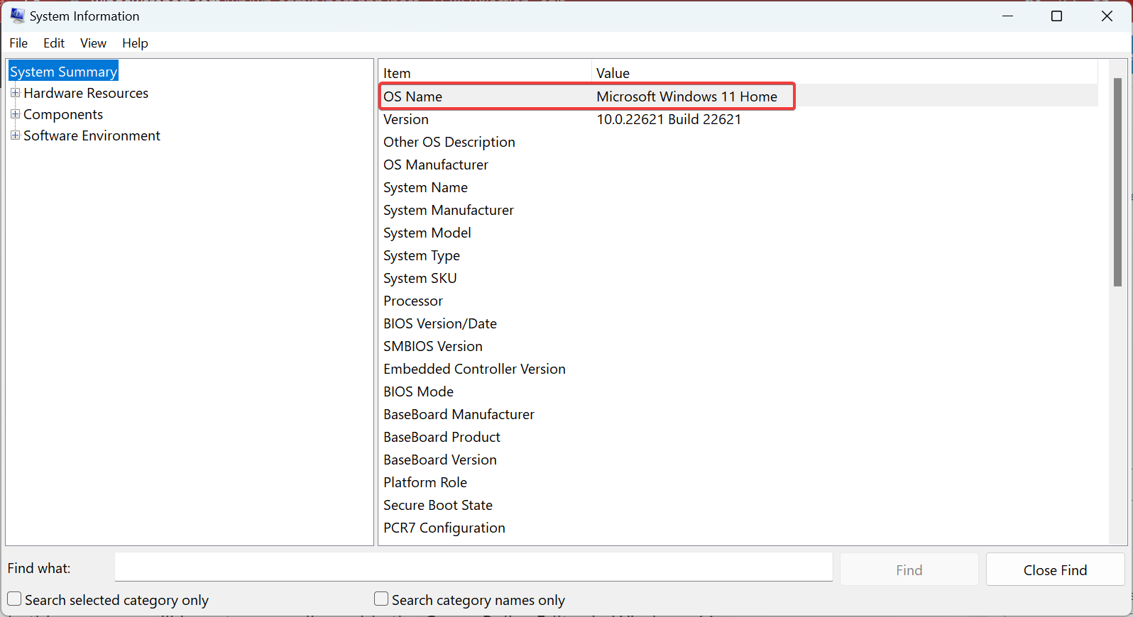 Nome del sistema operativo per ottenere l'editor dei criteri di gruppo Windows 11
