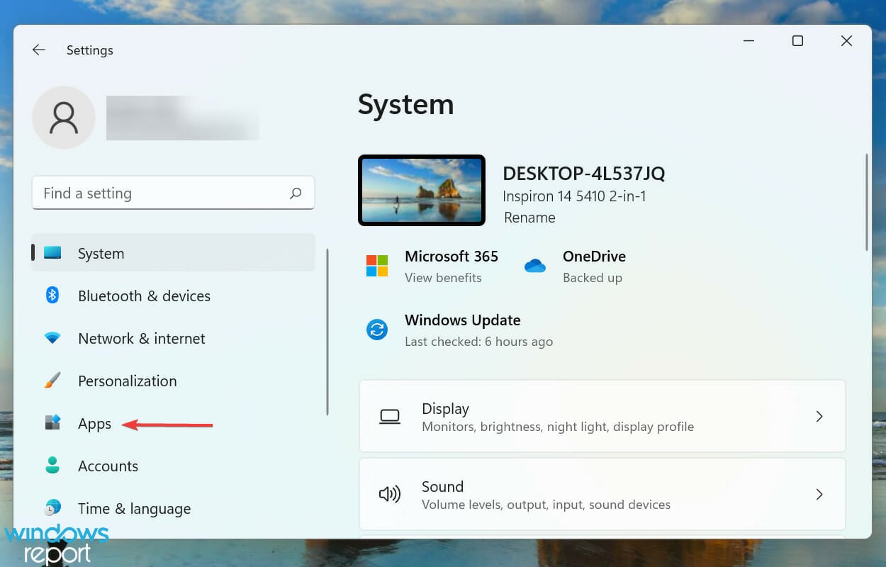 Apps tab to fix Windows 11 shutdown box