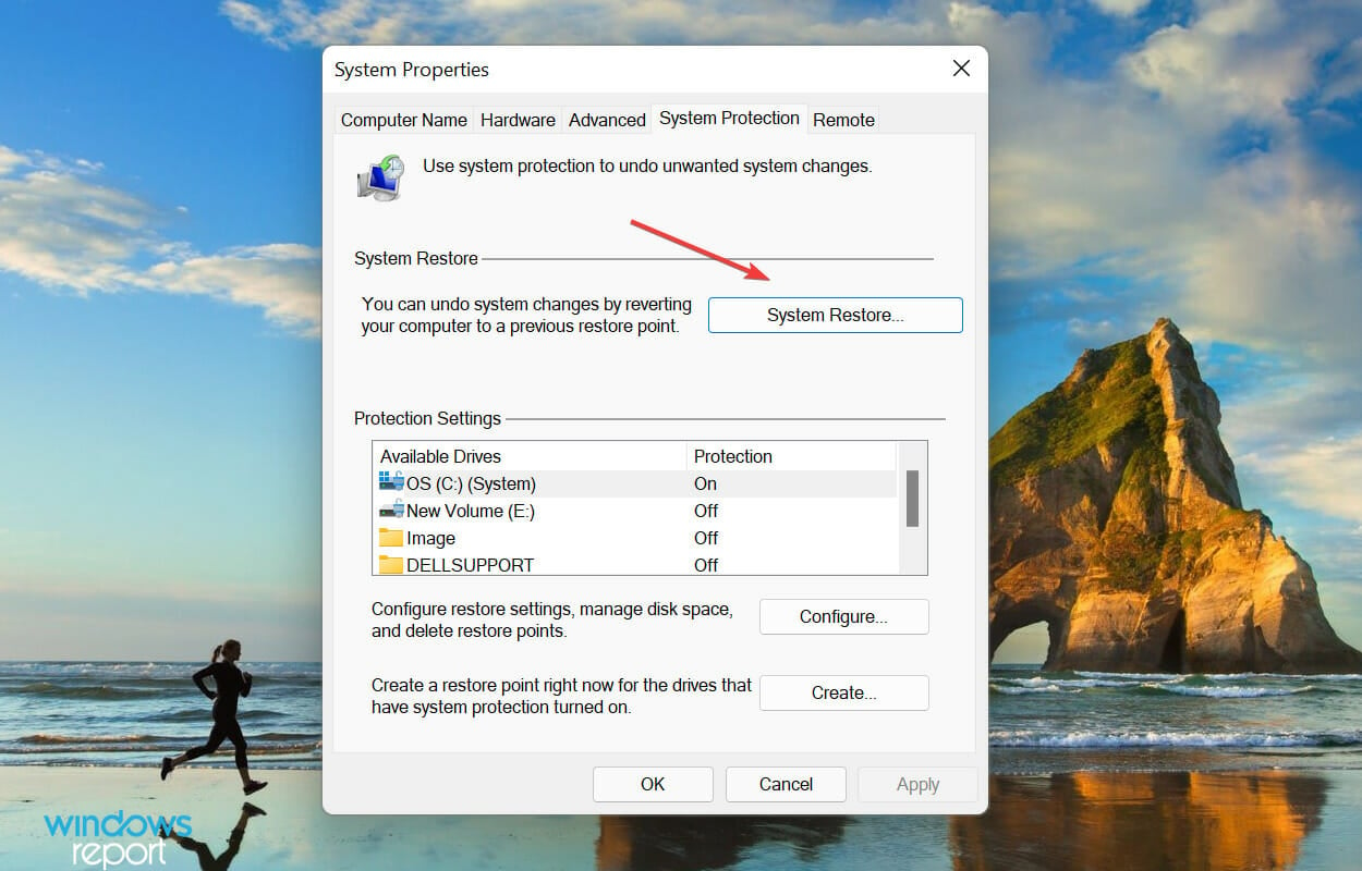 System restore to fix Windows 11 shutdown box