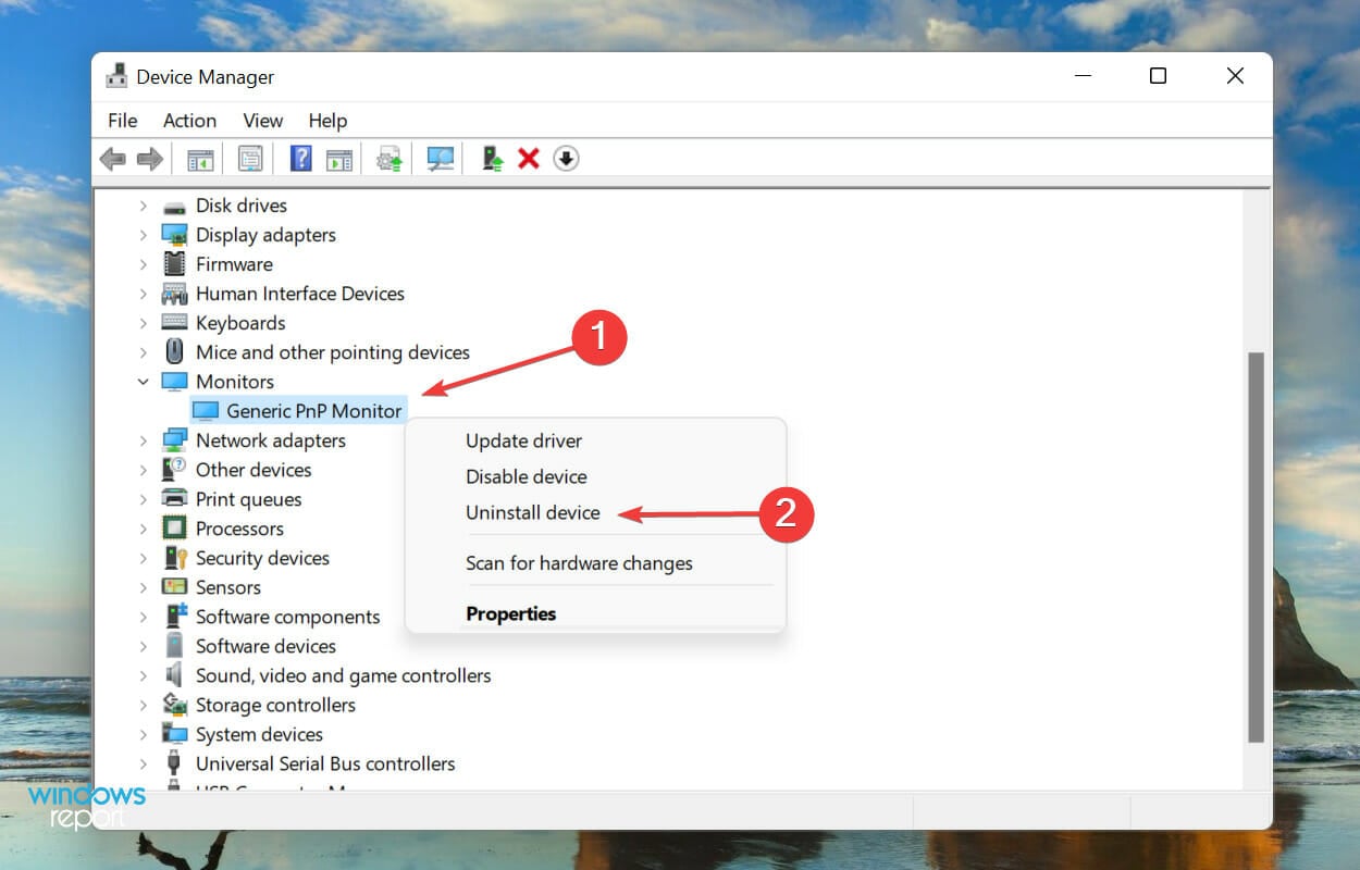 Desinstale el dispositivo para corregir el brillo que no funciona en Windows 11