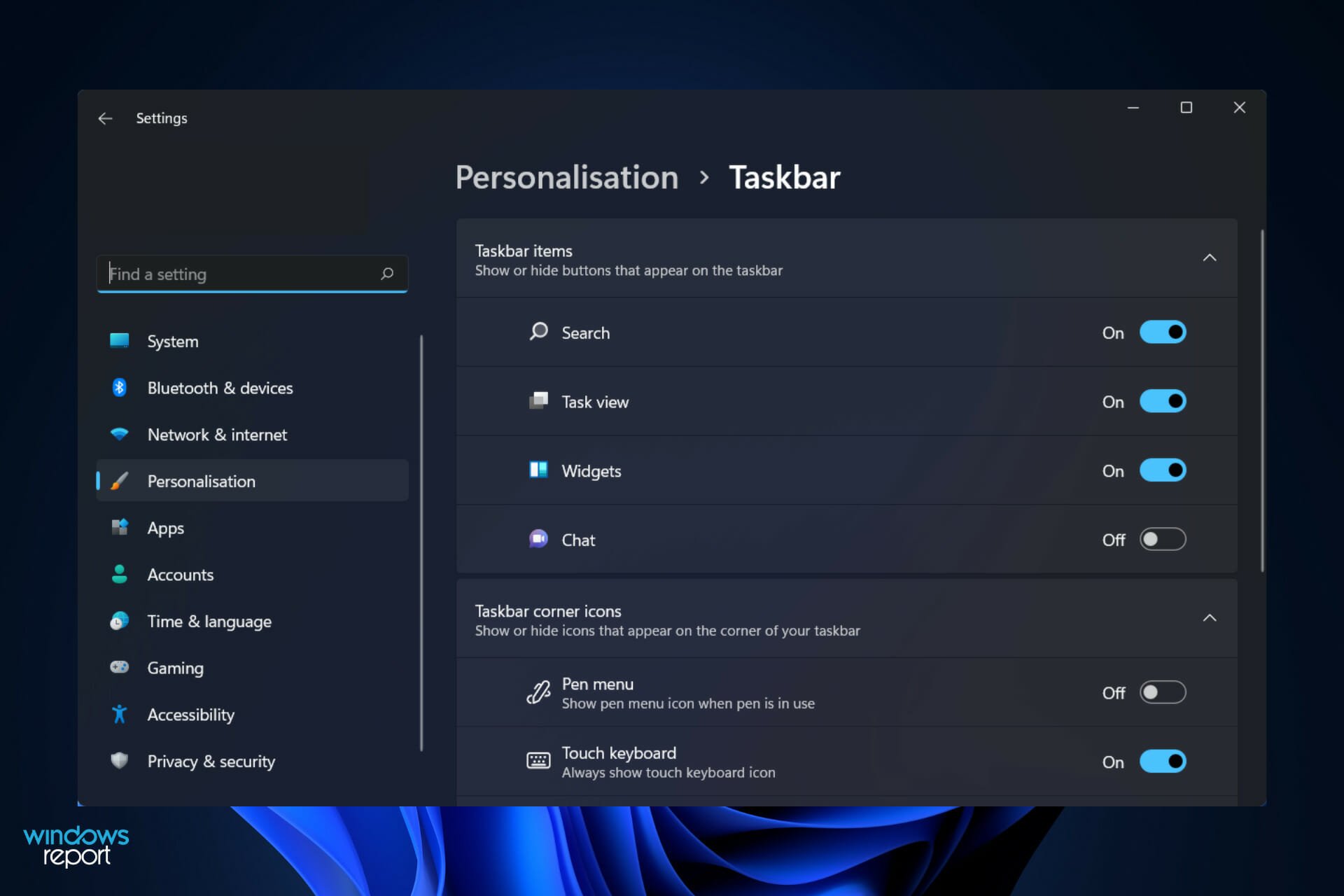 taskbar-personalization reset taskbar settings windows 11